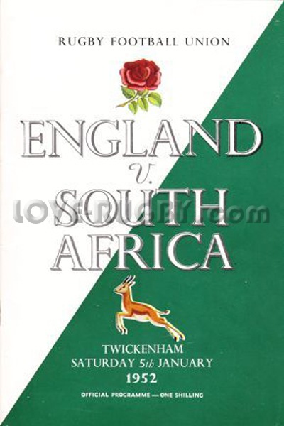 1952 England v South Africa  Rugby Programme